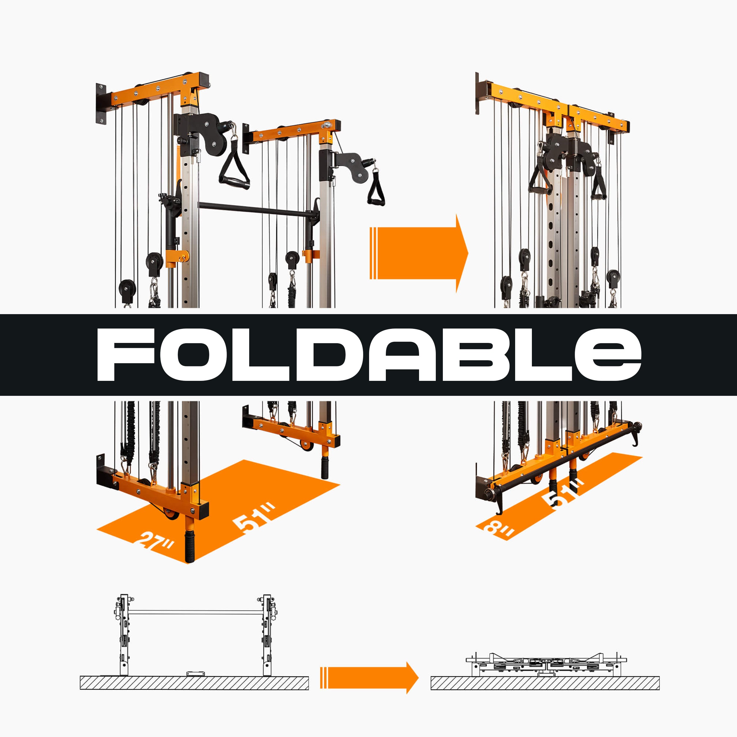 Rising folding wall mounted all in one machine